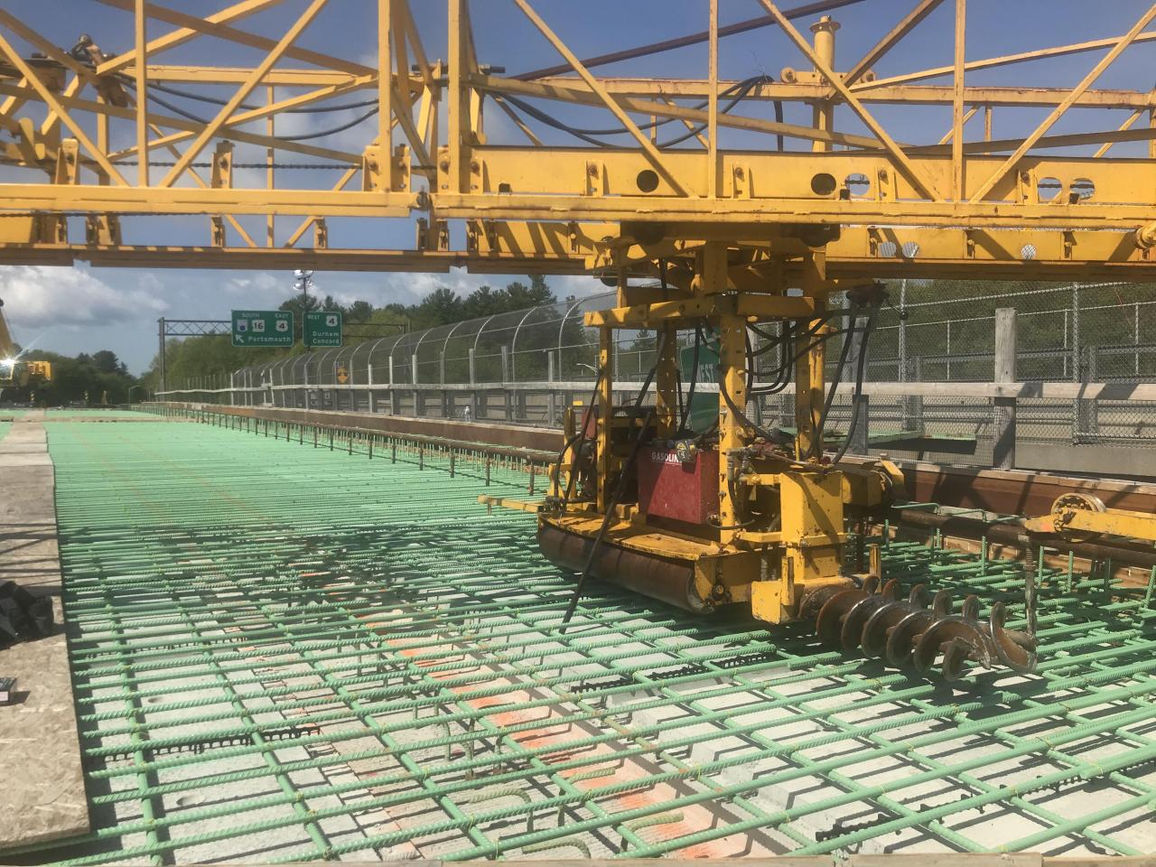 Dense reinforcement steel prepared across a bridge deck